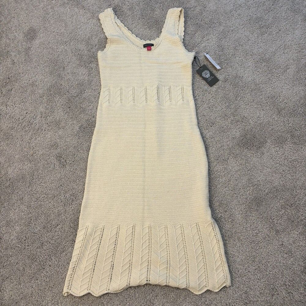 Vince Camuto Maxi Dress Ivory Crochet Knit Women's Small Sleeveless